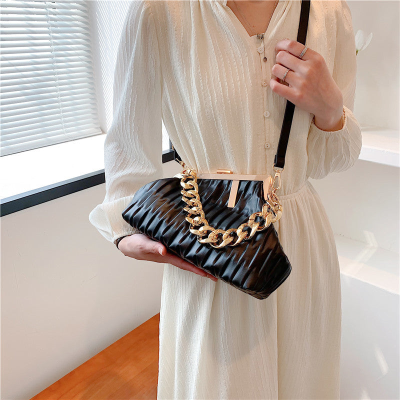 Vintage Pleated Evening Party Clamp Clutch 2022